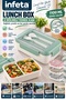 1100 ml 2 Compartment Lunch Box with Fork and Spoon, Transparent Compartmented Lid, Lockable Food Container