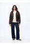 Regular Fit Puffy Hooded Brown Coat