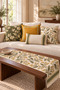 Pera Digital Printing 5-Piece Floral Green Yellow Beige Throw Pillow Cover and Runner Set Floral Modern Patterned Decorative Set Double-Sided with Hidden Zipper 4-Piece Throw Pillow Covers 1-Piece Runner - 4