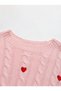 Heart Embroidery Detailed Hair Braided Crop Women's Sweater - 5