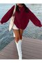 Oversized Women's Sweater with Cable Knit and Crew Neck - 2