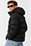 Men's Black Detachable Hooded Puffer Coat Water and Wind Resistant Stand Collar Winter Coat - 6