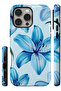 Compatible with iPhone 12 Pro Max - Blue Flower, Double Layer Cover, Glossy Surface Protective Case