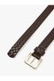 Knitted Textured Metal Buckle Faux Leather Belt - 3