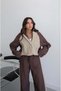 Brown Snap Closure Jacket Pants Parachute Suit - 2