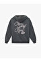 Comfortable Fit Hooded Zippered Kangaroo Pocket Sweatshirt with Bow Print on the Back - 2