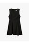 Slim Fit Crew Neck Sleeveless Mini Flared Peplum Dress - 5