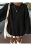 Oversized Women's Sweater with Cable Knit and Crew Neck - 4