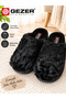 Women's Winter House Slippers Black Plush Textured Soft Comfortable Sole Closed Toe Slippers - 3
