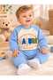 Baby Boy 100% Cotton Snap Fasteners on the Shoulder Nature Embossed Embroidery Bottom and Top Quilted Winter 2-Piece Set - 3