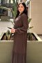 Hooded Geometric Embroidered Full-Length Zippered Robe - 2