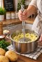 8 cm Round Metal Potato Masher with 26.5 cm Long Handle and Holes for Mashing - 4