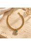 Women's Bracelet - Gold Color Chain with Evil Eye Beads and Stone Elephant Figure Women's Bracelet - 3