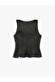 Peplum Cut Sleeveless Square Neck Sleeveless Plaid Blouse - 2