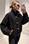 Women's Fiber Japanese Jacket Zr Metal Decorated Oversize Coat Jacket - 4