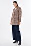 Mixed Pattern Blazer Jacket Brown - 4