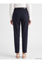 Navy Blue Women's Cigarette Pants with Belt at the Waist - 4