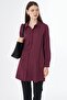 Shirt Collar Viscose Tunic Claret Red