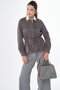 Waist Drawstring Suede Jacket Smoked