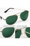 SkyPilot Classic Aviator Sunglasses, Unisex, Green Lenses with Gold Frame - 2