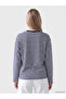 Two Mt Shop Quality Lcw Vision Navy Blue Combed Cotton Striped Oversize Long Sleeve Women's T-Shirt - 4