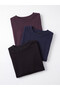 Two Mt Shop Quality Lcw Everyday Plum Diver Fabric Plain Oversize Short Sleeve Women's T-Shirt - 3