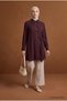 26Kt431 Bird's Eye Detail Tunic Claret Red