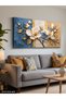 Textured Appearance White Blue Flower One Piece Canvas - Canvas Painting