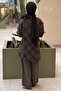 Self-Patterned Shiny Thread Striped Shirt and Pants Set - 4