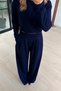 Double Pleated Navy Blue Loose Trousers - 3