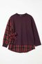 Plaid Garnished Side-Tie Tunic 6196 - Mürdüm - 4