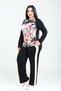 Plus Size Women's Flower-Patterned Stone-Embellished Osho Daily Comfortable Set
