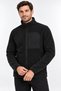 Full Zipper, 3 Pockets, Stand Collar, Front Detail, Winter Black Men's Fleece Jacket - 4