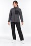 Smoked Women's Fleece Jacket with High Collar and Front Pockets with Zipper