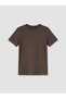 Two Mt Shop Quality Lcw Everyday Brown Combed Cotton Plain Narrow & Slim Short Sleeve Women's T-Shirt - 5