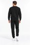 Ridged Soft 3 Yarn Fabric Crew Neck Top and Double Pocket Bottom Winter Men's Black Tracksuit Set - 6