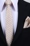 Hand Made 6 cm Checkered Pattern Beige Color Handkerchief Tie