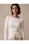 Women's Gold Accessory Detailed Gathered Stylish Blouse - 2
