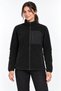 Black Women's Fleece Jacket with High Collar and Front Pockets with Zipper - 8