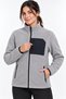 Gray Women's Fleece Jacket with High Collar and Front Zipper Pocket - 6