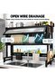 Over the Sink Dish Drying Rack with Dustproof Cabinet, 85 cm Carbon Steel Kitchen Organizer with Cutlery Holder, Knife Rack, Cutting Board Holder and 6 Hooks - 6