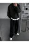 Black Wide-Legged High-Neck Sweatpants Set - 2