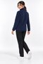 Women's Navy Blue Fleece Jacket with High Collar, Front Pockets and Zipper - 6