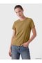 Two Mt Shop Quality Lcw Everyday Khaki Diving Fabric Plain Standard & Regular Short Sleeve Women's T-Shirt