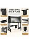 Over the Sink Dish Drying Rack with Dustproof Cabinet, 85 cm Carbon Steel Kitchen Organizer with Cutlery Holder, Knife Rack, Cutting Board Holder and 6 Hooks - 5