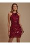 Rochie mini, vișiniu - 4