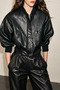 Ribana Collar Bomber Women's Leather Jacket