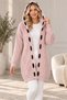 Women's No-Closure Long Sleeve Hooded Diamond Patterned Stripe Detailed Elegant Relaxed Fit Soft Textured Daily Powder Knitwear Cardigan - 6