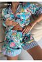 Cocolarsi̇ Bandanali Cotton Satin Patterned Short Sleeve Shorts Pajama Set - 2