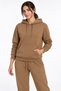 3 Thread Women's Brown Tracksuit Set with Fleece Inside and Hooded Kangaroo Pocket - 2